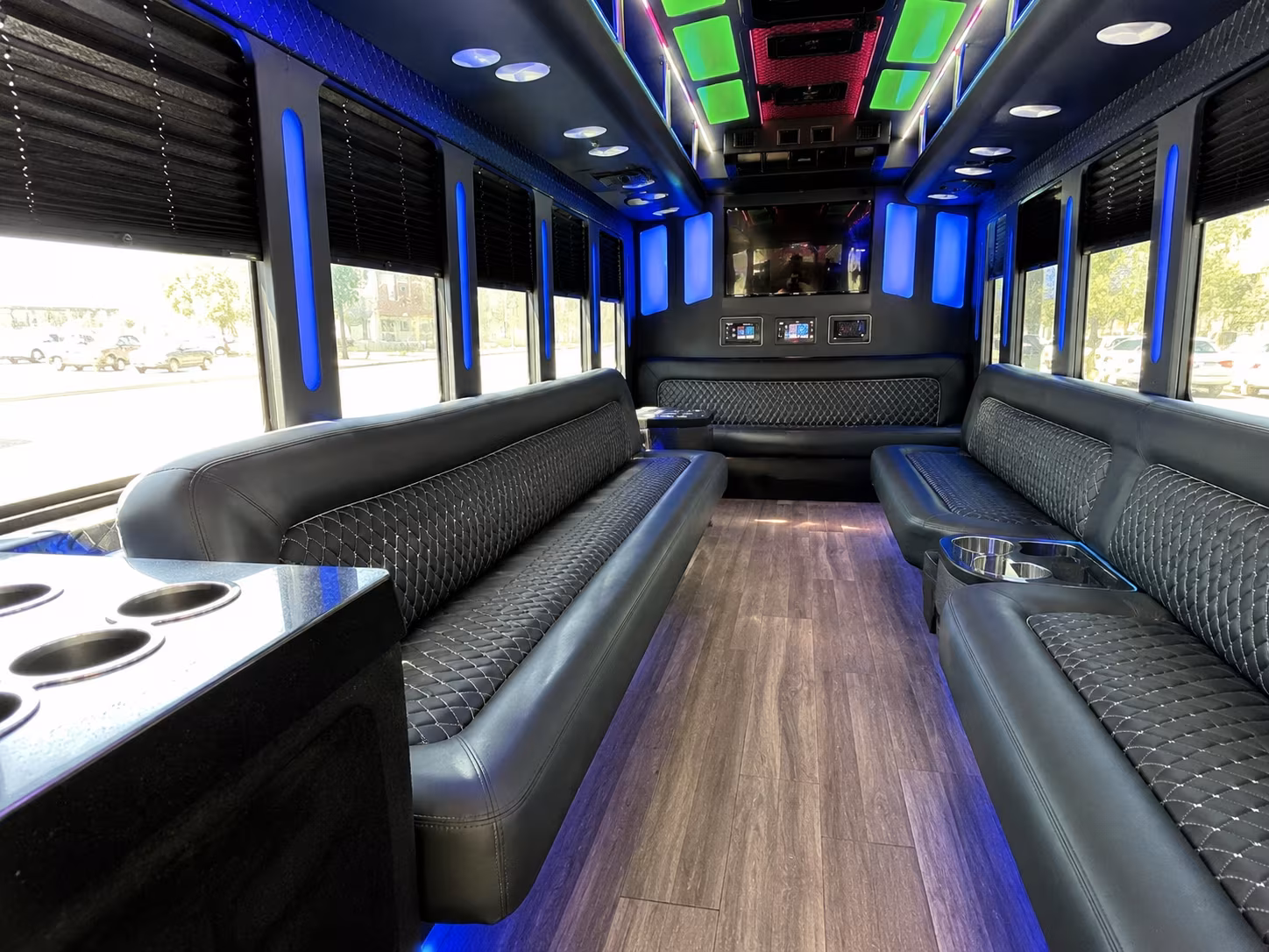 portsmouth 15 passenger party bus inside