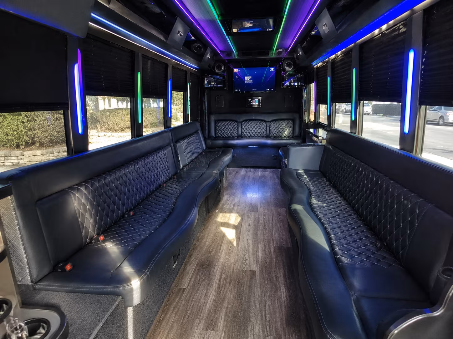 portsmouth 15 passenger party bus interior