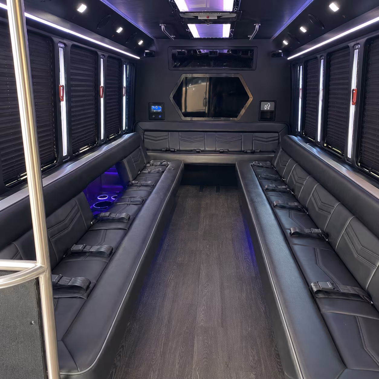 portsmouth 18 passenger party bus interior