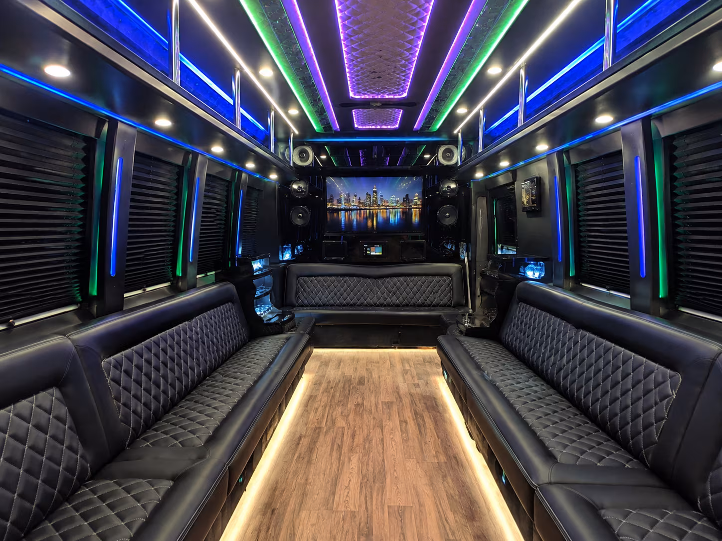 portsmouth 25 passenger party bus interior