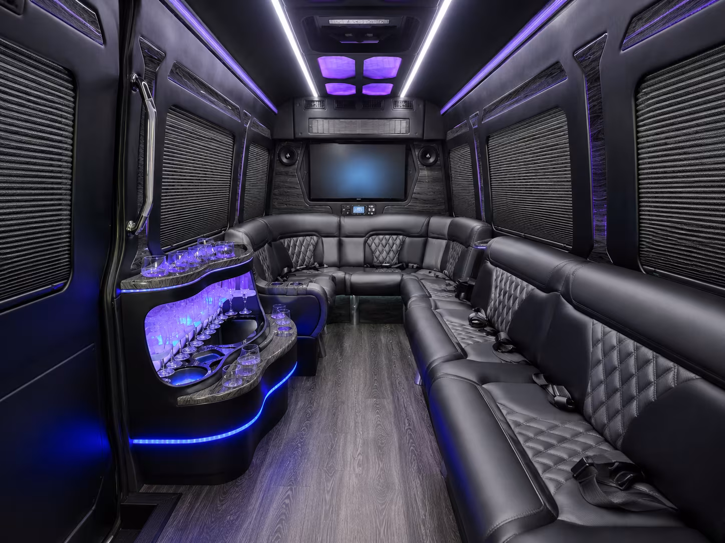 portsmouth 40 passenger party bus interior